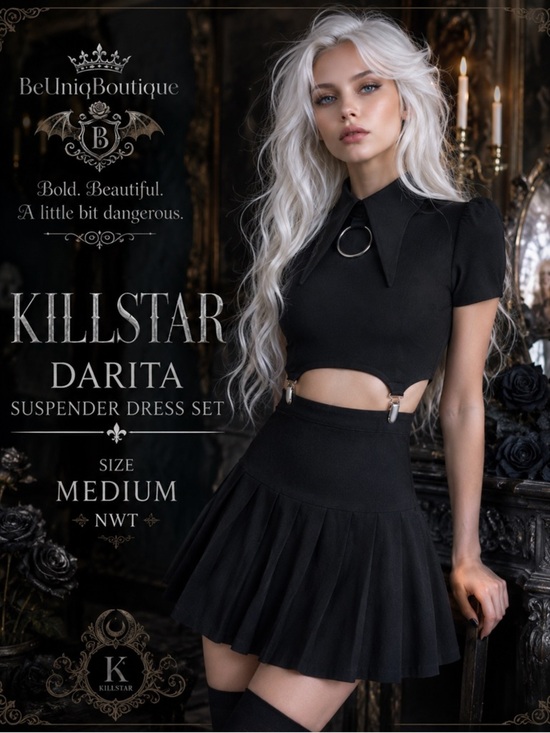 Killstar Dresses & Skirts - NWT Killstar Darita Suspender Mini Dress Set Black Gothic M